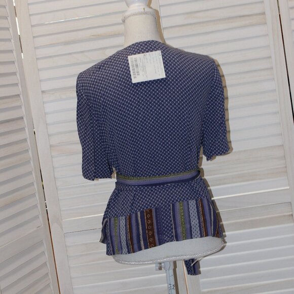 Doncaster Blue Rayon Peasant Blouse Size 4 NWT - Picture 4 of 5
